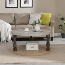 Cargar imagen en el visor de la galería, Mid-Century 2-Tier Round Coffee Table with Storage Shelf, Grey
