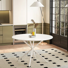 Charger l&#39;image dans la galerie, 47.24&#39;&#39; Modern Cross Leg Round Two Piece Removable White Top Occasional Dining Table with Iron Legs, Matte Finish
