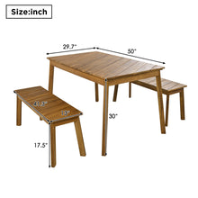 Carica l&#39;immagine nel visualizzatore di Gallery, GO 3 Pieces Acacia Wood Table &amp; 2 Benches Indoor/Outdoor Patio/Porch Furniture Set, Natural
