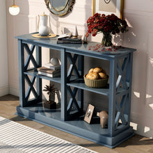 Load image into Gallery viewer, TREXM Narrow Sofa Table with 3-Tier Open Storage Spaces and &quot;X&quot; Legs (Navy Blue)
