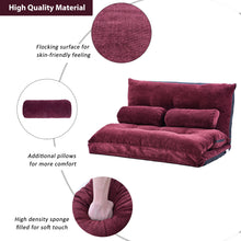 Load image into Gallery viewer, Orisfur Lazy Sofa Adjustable Folding Futon Sofa Video Gaming Sofa with Two Pillows (Burgundy)
