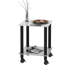Load image into Gallery viewer, 2-Tier End/Side Table with Storage Shelves, White+Black
