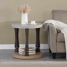 Cargar imagen en el visor de la galería, Mid-Century 2-Tier Round End Table with Storage Shelf, Antique Grey
