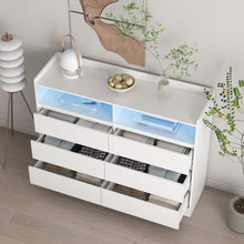 Charger l&#39;image dans la galerie, Six Drawer Dresser with LED Lights, White
