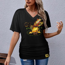 Charger l&#39;image dans la galerie, Grace 101-01 Ladies Designer V-neck Pleated T-shirt (4 colors)
