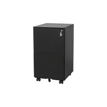 Load image into Gallery viewer, 2 Drawer Steel Mobile Rolling File Cabinet with Lock on Anti-tilt Wheels (Black)
