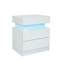 Charger l&#39;image dans la galerie, LED Nightstand with 2 High Gloss Drawers
