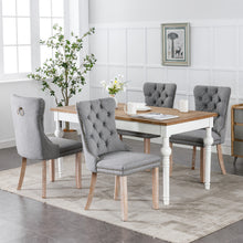 Carica l&#39;immagine nel visualizzatore di Gallery, High-end Tufted Solid Wood Contemporary Flax Upholstered Linen Dining Chair with Wood Legs Nailhead Trim 2-Pcs Set, Gray
