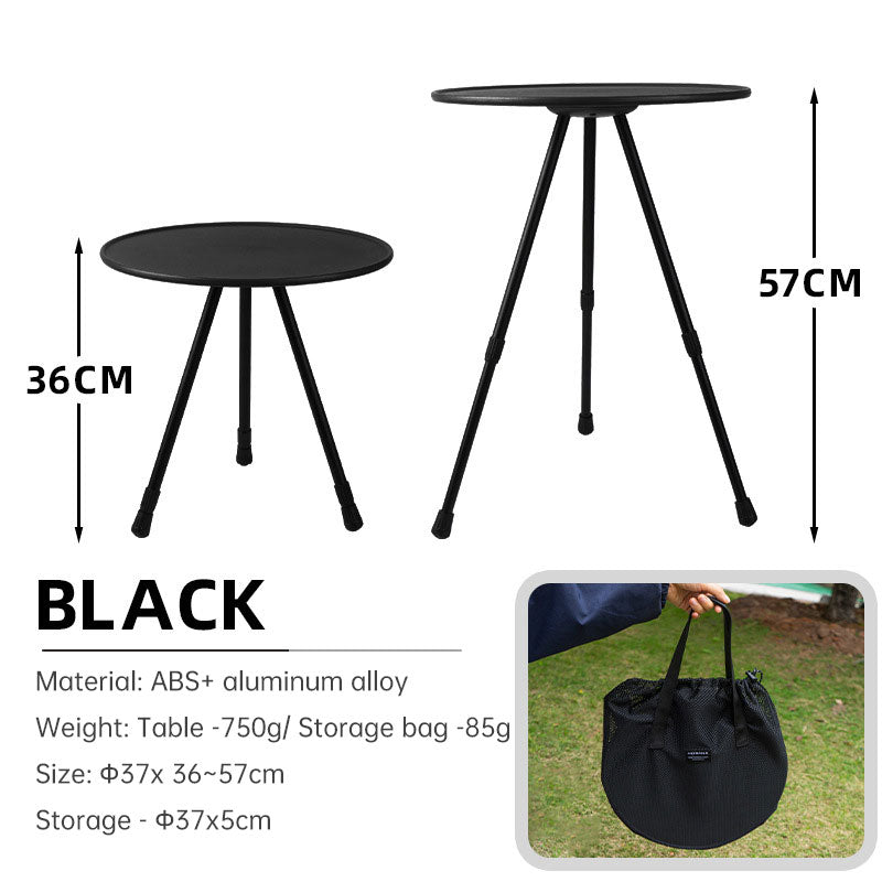 Lightweight Portable Aluminum Height Adjustable Small Round Outdoor Folding Picnic/Camping Table (Black/Green)