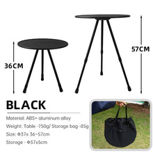 Cargar imagen en el visor de la galería, Lightweight Portable Aluminum Height Adjustable Small Round Outdoor Folding Picnic/Camping Table (Black/Green)
