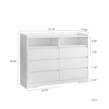 Carica l&#39;immagine nel visualizzatore di Gallery, Six Drawer Dresser with LED Lights, White
