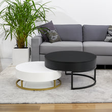 Cargar imagen en el visor de la galería, Modern Round Lift-top Nesting Coffee Tables with 2 Drawers, White &amp; Black
