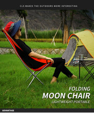 Carica l&#39;immagine nel visualizzatore di Gallery, Portable Folding Outdoor Heighten Moon Chair (Black, Gray, Yellow, Orange)
