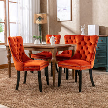 Cargar imagen en el visor de la galería, High-end Tufted Solid Wood Contemporary Velvet Upholstered Dining Chair with Wood Legs Nailhead Trim 2-Pcs Set, Orange
