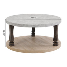 Cargar imagen en el visor de la galería, Mid-Century 2-Tier Round Coffee Table with Storage Shelf, Grey
