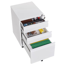 Carica l&#39;immagine nel visualizzatore di Gallery, 3 Drawer Mobile Home/Office Metal File Cabinet with Lock for Legal/Letter Size Documents (White)
