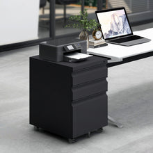 Load image into Gallery viewer, 3 Drawer Mobile Rolling Steel File Cabinet with Lock on Anti-tilt Wheels (Black)

