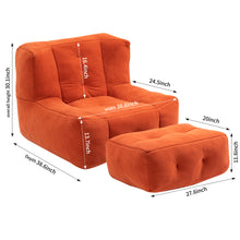 Cargar imagen en el visor de la galería, Fluffy Bean Bag Chair with Memory Foam and Ottoman
