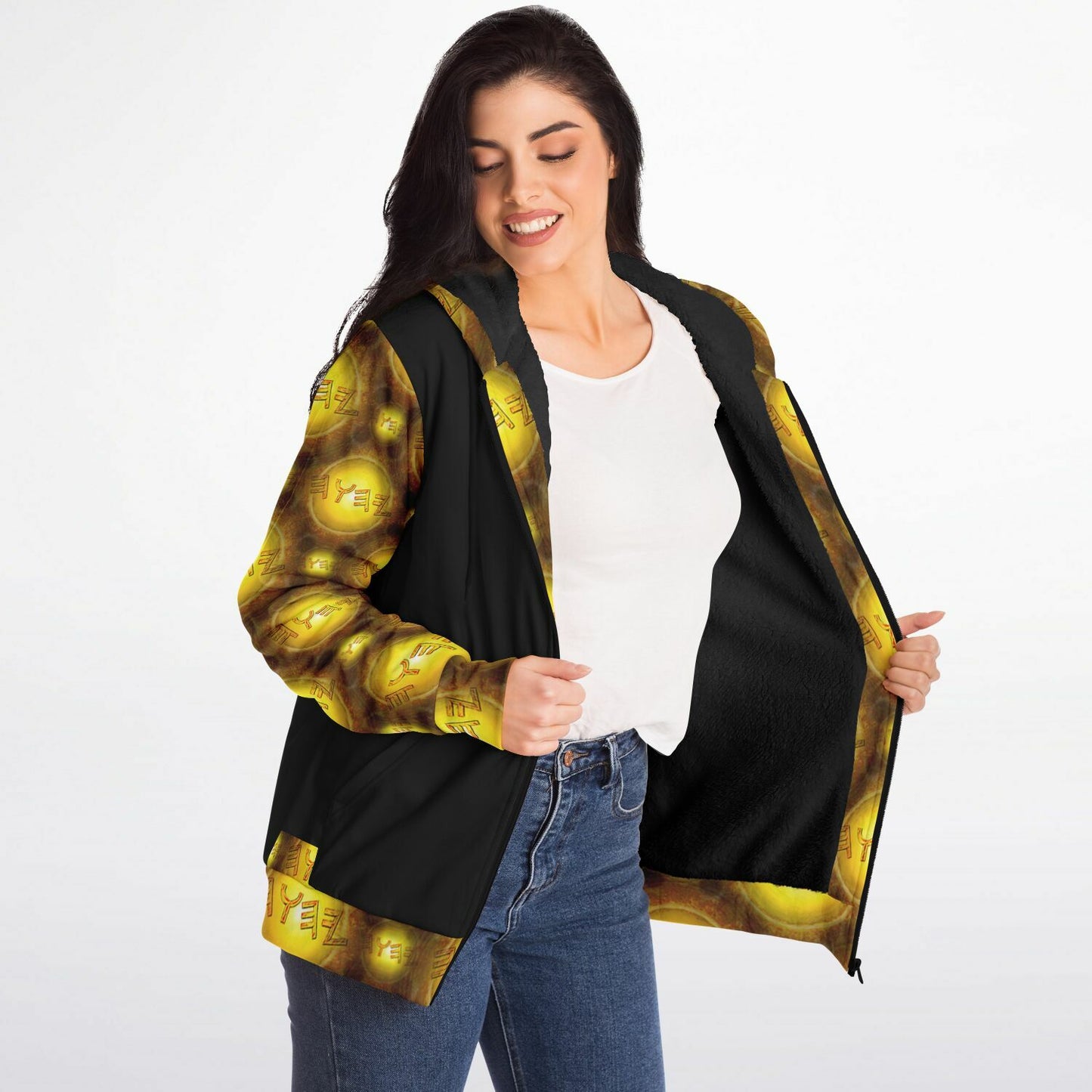 Creator Yahuah 01: Sun, Earth & Fire Designer Microfleece Unisex Zip Hoodie