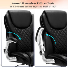 Cargar imagen en el visor de la galería, Executive Ergonomic Leather Rocking Office Chair with Flip Up Armrests, Black
