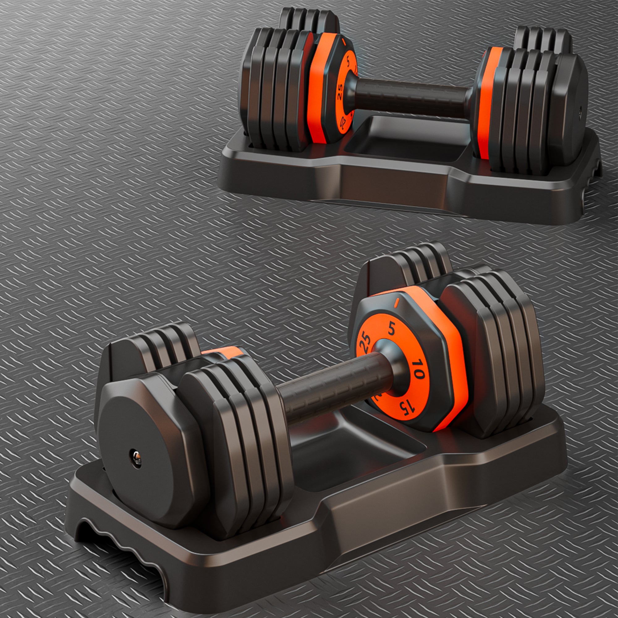 25lbs Adjustable 5 in 1  Dumbbell Free Weight Set with Anti-Slip Metal Handle