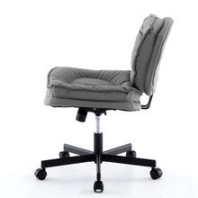 Cargar imagen en el visor de la galería, Adjustable Armless Wide PU Leather Swivel Office Chair, Smoke Grey
