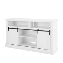 Cargar imagen en el visor de la galería, Mid Century Style Sliding Door Entertainment Center with Storage Cabinet, Antique White
