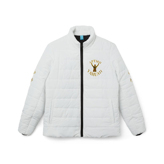 All Praise The Most High Yahuah 01-01 Ladies Designer Puffer Jacket, White