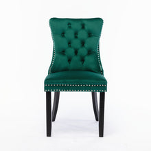 Carica l&#39;immagine nel visualizzatore di Gallery, High-end Tufted Solid Wood Contemporary Velvet Upholstered Dining Chair with Wood Legs Nailhead Trim 2-Pcs Set, Green
