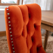 Cargar imagen en el visor de la galería, High-end Tufted Solid Wood Contemporary Velvet Upholstered Dining Chair with Wood Legs Nailhead Trim 2-Pcs Set, Orange
