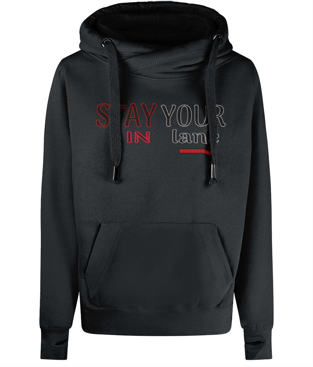 STAY IN YOUR lane 01-02 Designer Unisex AWDis Cross Neck Pullover Hoodie (3 colors)