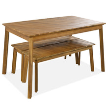 Cargar imagen en el visor de la galería, GO 3 Pieces Acacia Wood Table &amp; 2 Benches Indoor/Outdoor Patio/Porch Furniture Set, Natural
