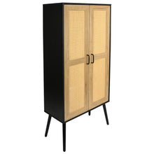 Load image into Gallery viewer, 59&#39;&#39; Tall Rustic Rattan Farmhouse Storage Cabinet
