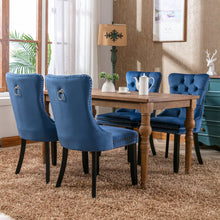 Carica l&#39;immagine nel visualizzatore di Gallery, High-end Tufted Solid Wood Contemporary Velvet Upholstered Dining Chair with Wood Legs Nailhead Trim 2-Pcs Set, Blue
