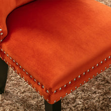 Cargar imagen en el visor de la galería, High-end Tufted Solid Wood Contemporary Velvet Upholstered Dining Chair with Wood Legs Nailhead Trim 2-Pcs Set, Orange
