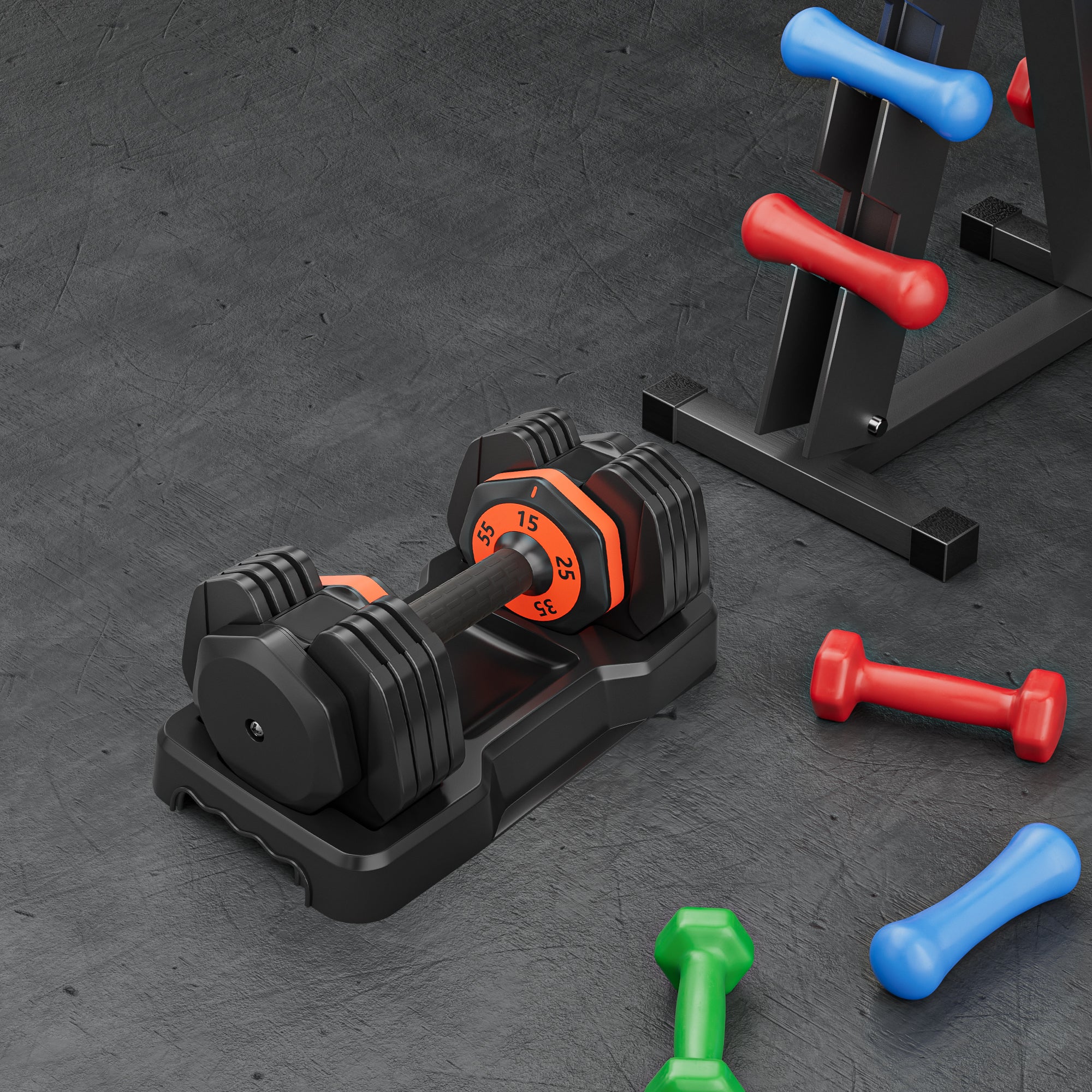 55lbs 5 in 1 Single Adjustable Dumbbell Free Weight with Anti-Slip Metal Handle