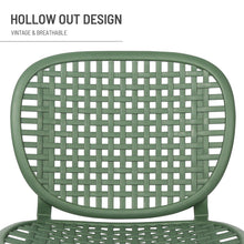 Cargar imagen en el visor de la galería, 3 Piece Hollow Design Retro Outdoor Patio Table and Lounge Chairs Furniture Set with Open Shelf and Widened Seats (Green)
