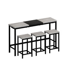 Charger l&#39;image dans la galerie, Modern Design Kitchen Dining Table, Pub Table, Long Dining Table Set with 3 Stools, Convenient Hanging Stool Design (Grey+Black)
