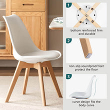 Cargar imagen en el visor de la galería, PU Leather Upholstered Dining Chairs with Wood Legs, Set of 4 (White)
