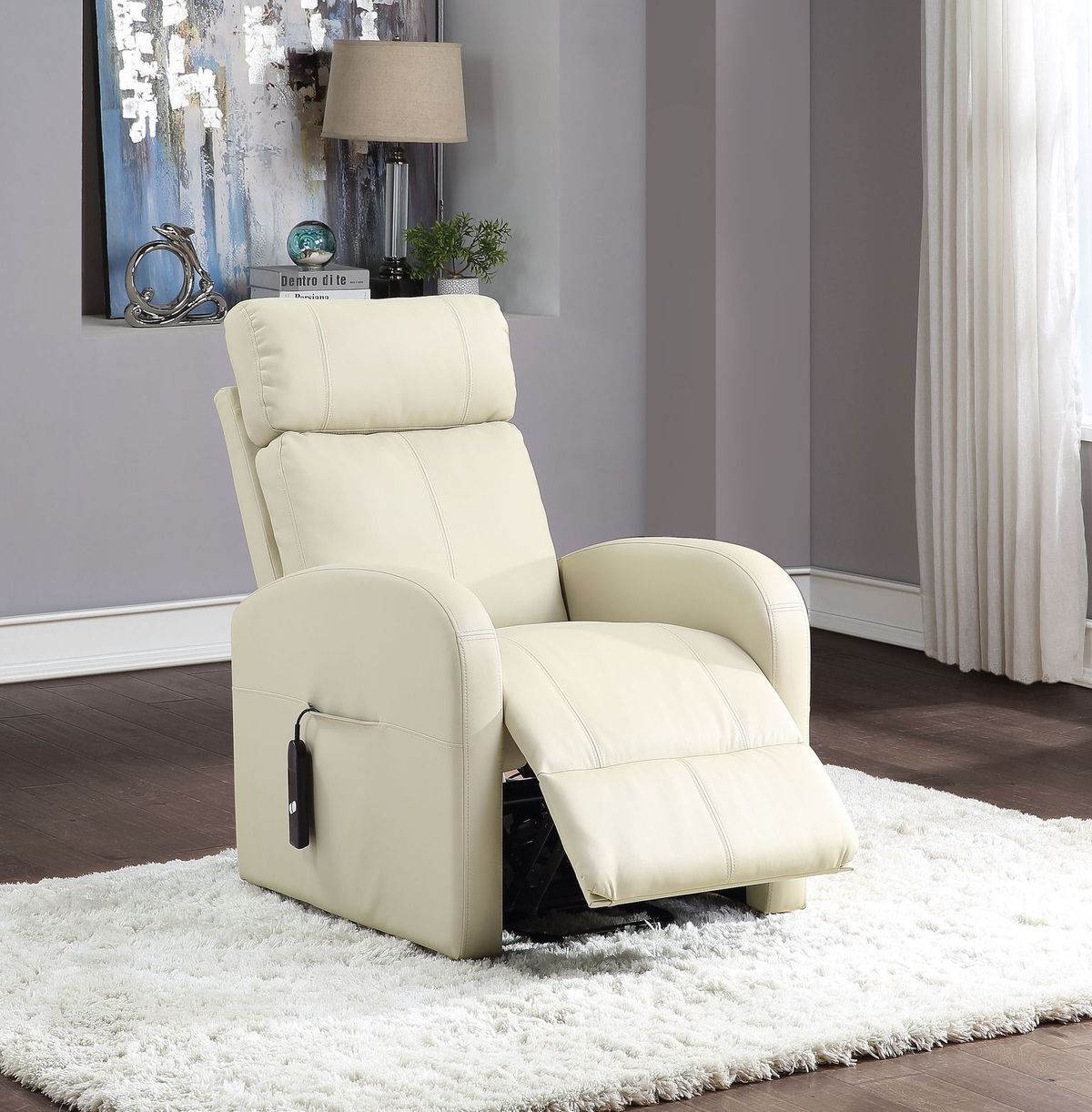 ACME Ricardo Recliner with Power Lift, Beige PU