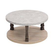 Cargar imagen en el visor de la galería, Mid-Century 2-Tier Round Coffee Table with Storage Shelf, Grey
