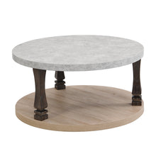 Cargar imagen en el visor de la galería, Mid-Century 2-Tier Round Coffee Table with Storage Shelf, Grey
