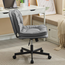 Cargar imagen en el visor de la galería, Adjustable Armless Wide PU Leather Swivel Office Chair, Smoke Grey
