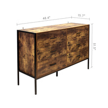 Charger l&#39;image dans la galerie, Industrial Style Rustic Wood 6 Drawer Dresser with Sturdy Steel Frame, Brown
