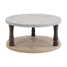 Cargar imagen en el visor de la galería, Mid-Century 2-Tier Round Coffee Table with Storage Shelf, Grey
