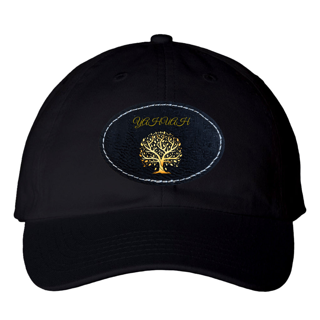 Yahuah-Tree of Life 01 Designer Valucap Bio-washed Classic Dad Hat with Oval Leather Patch (6 colors)