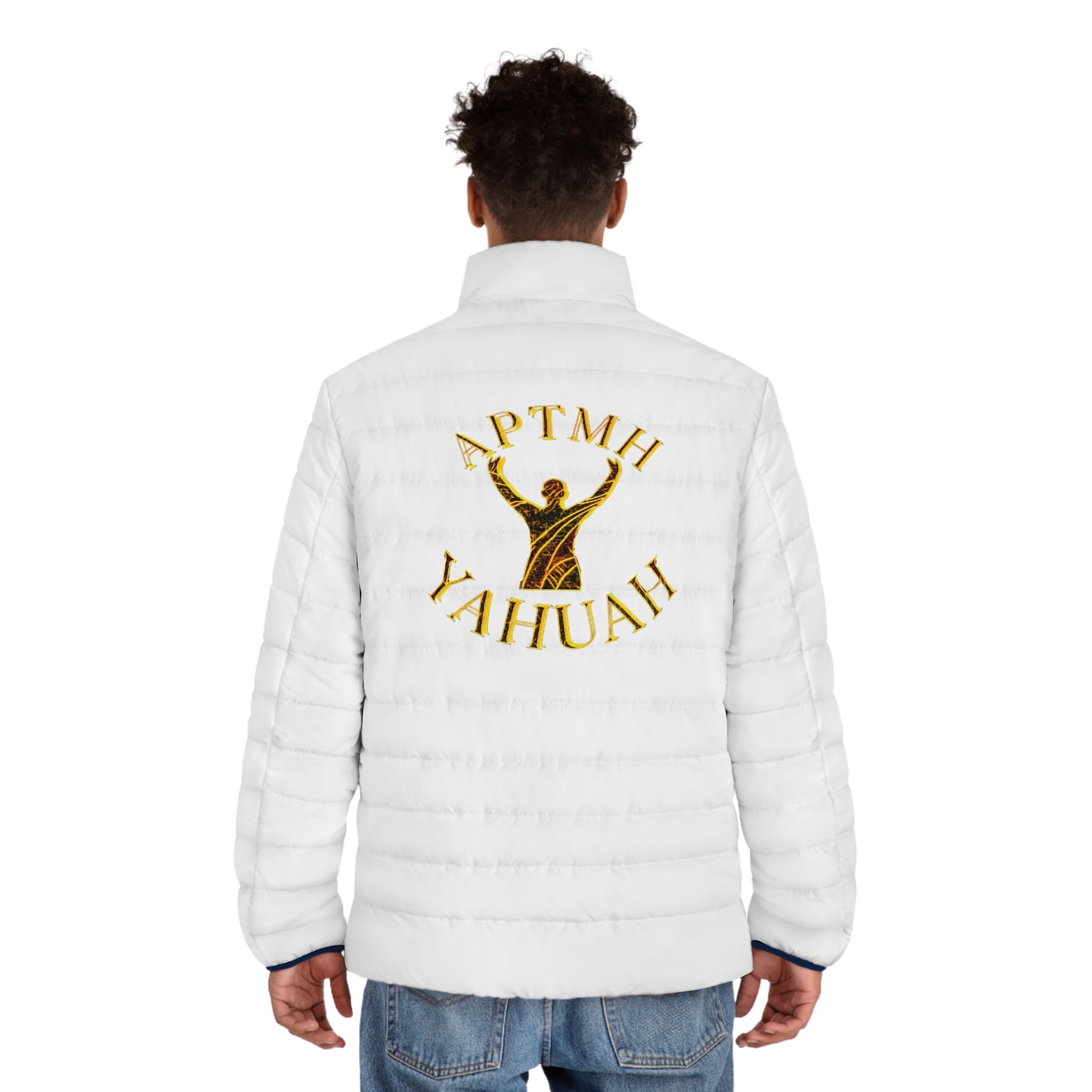 All Praise The Most High Yahuah 01-01 Men's Designer Puffer Jacket, White