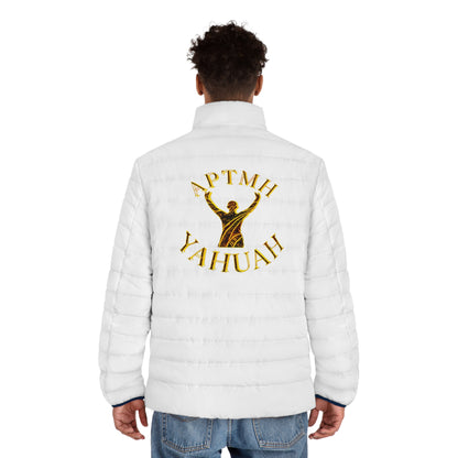 All Praise The Most High Yahuah 01-01 Men's Designer Puffer Jacket, White
