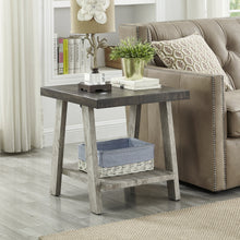 Charger l&#39;image dans la galerie, Athens Contemporary Two-Tone Wood Shelf End Table, Weathered Walnut and Gray
