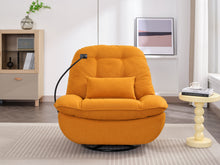 Load image into Gallery viewer, Smart Power 270° Swivel Glider Recliner Gaming Chair with USB Charger, Phone Holder, Hidden Storage Compartments and Bluetooth Music Player, Orange
